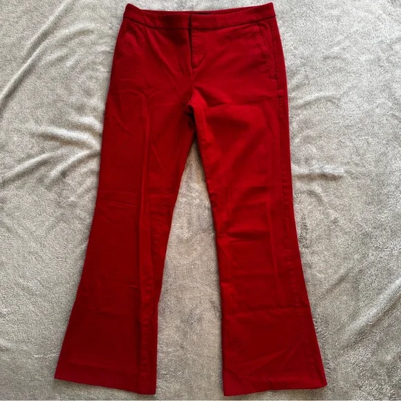 Banana Republic Red Flare Trousers Pants - Cotton Mix - Size 8 - Picture 1 of 13
